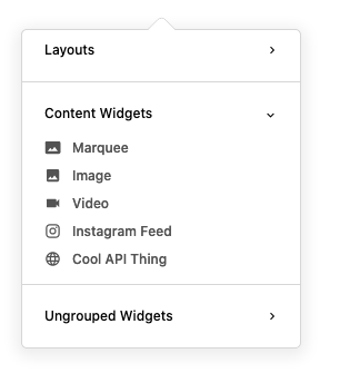 content widgets
