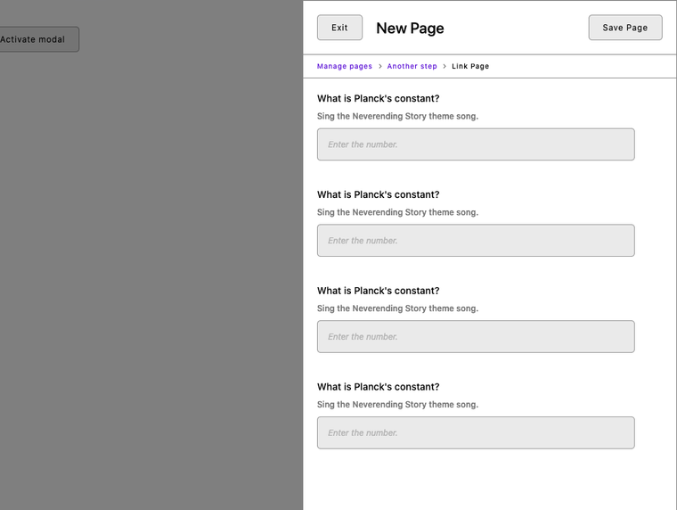 new page modal