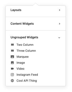 widget options