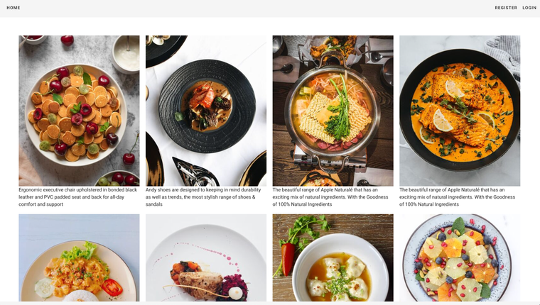 restaurant dishes website menu