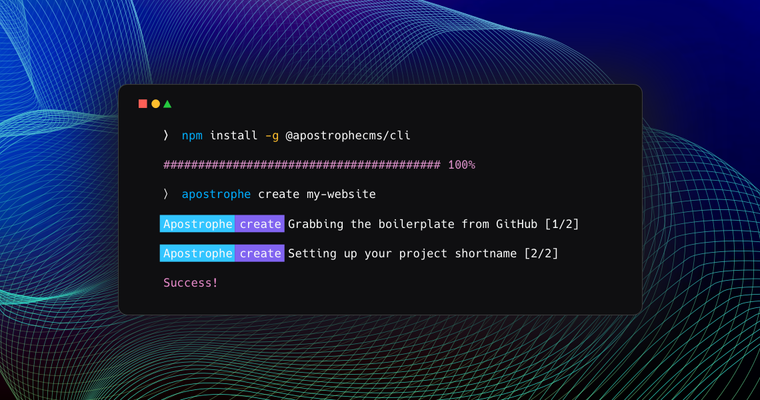 CLI install for Apostrophe