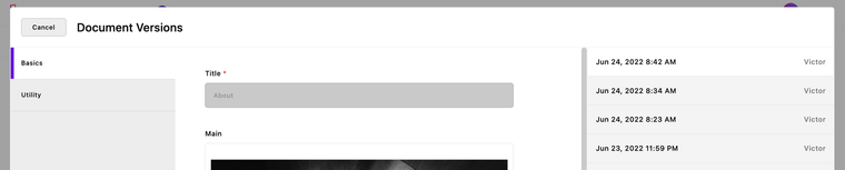 CMS Document Version changelog
