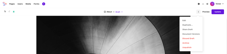CMS Document Version sidebar