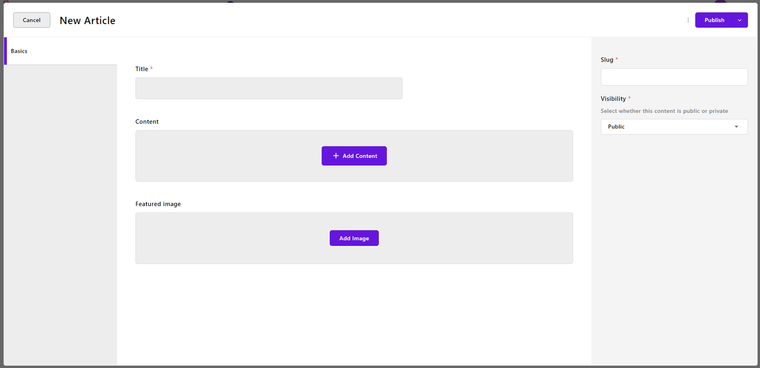 new article headless cms