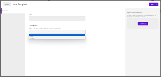 new template option cms