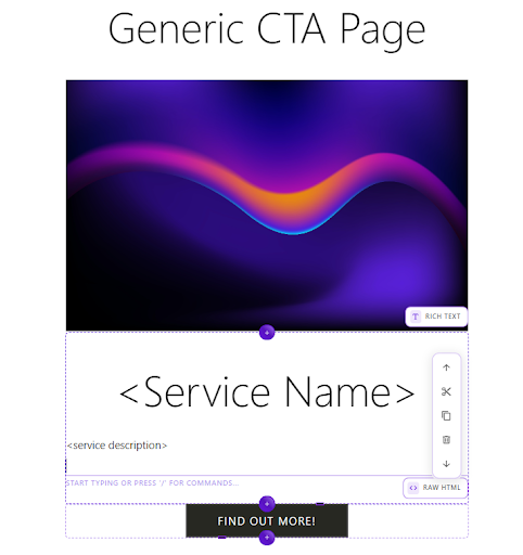 landing page template cms