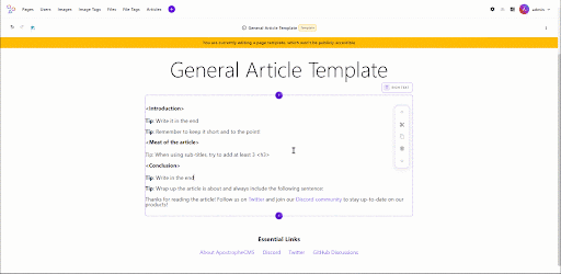 new article template cms