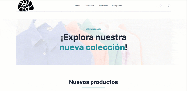The finished product after translating the ecommerce page and all of the product categories that are included.