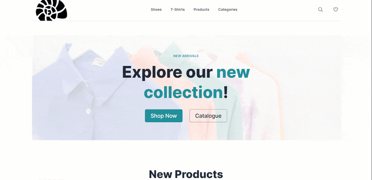 Scrolling through an example of the ecommerce starter kit.