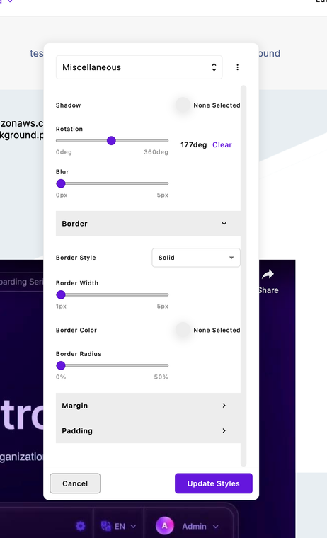 Palette UI improvements