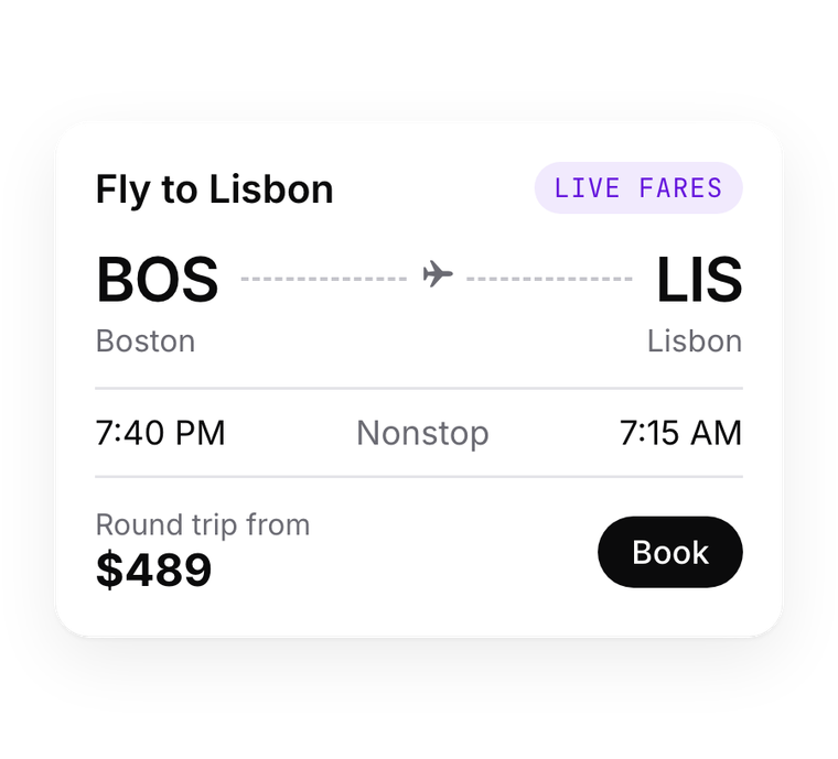 Example of a flight booking widget in a CMS